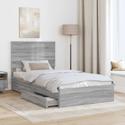 Letto con Contenitore con testiera Grigio Sonoma 100 x 200 cm | homemem39