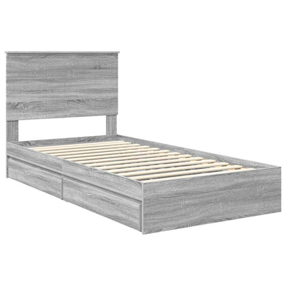 Letto con Contenitore con testiera Grigio Sonoma 100 x 200 cm | homemem39
