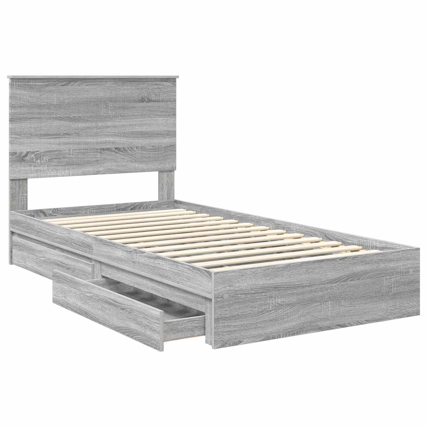 Letto con Contenitore con testiera Grigio Sonoma 100 x 200 cm | homemem39