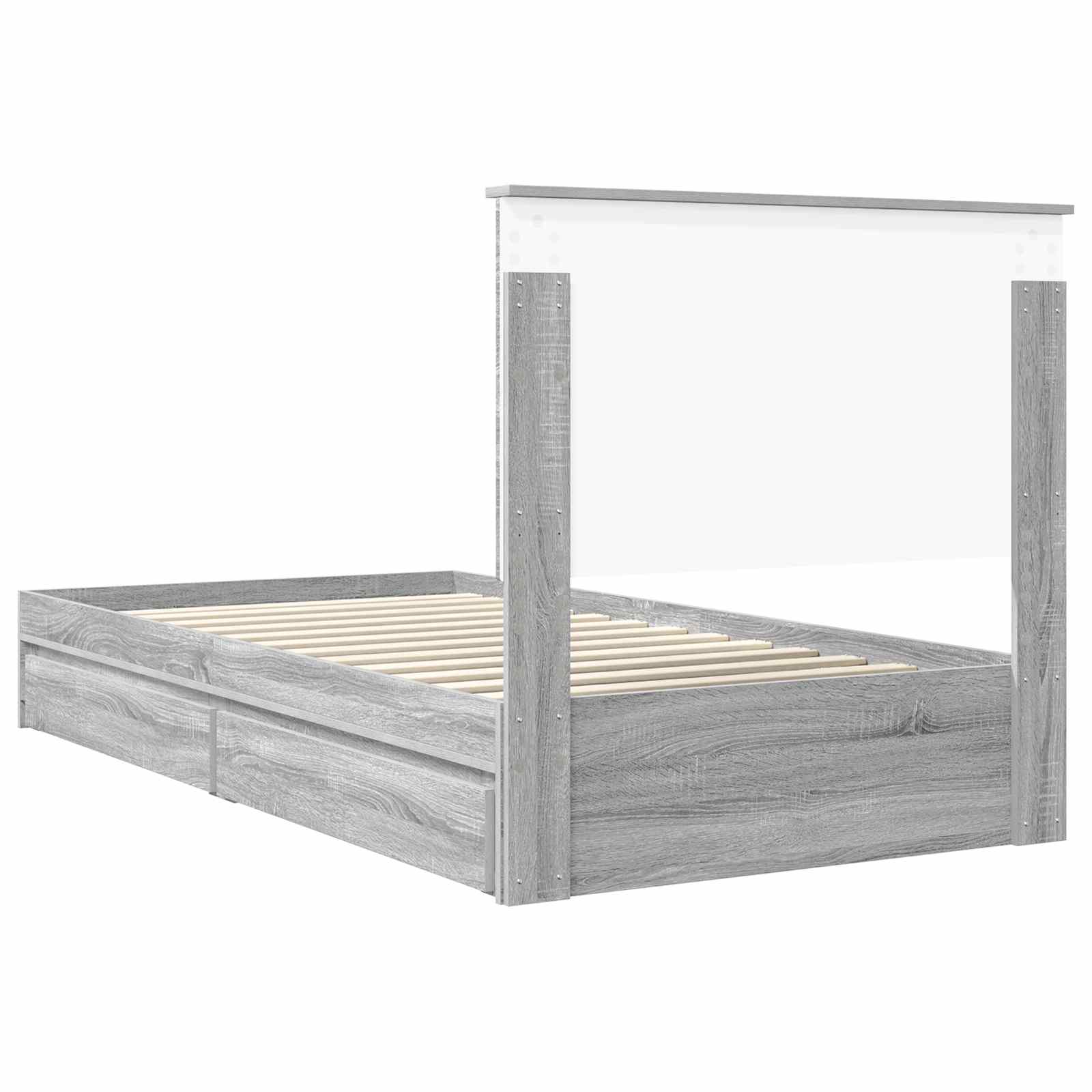 Letto con Contenitore con testiera Grigio Sonoma 100 x 200 cm | homemem39