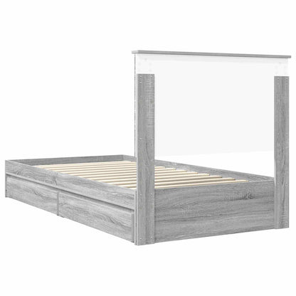 Letto con Contenitore con testiera Grigio Sonoma 100 x 200 cm | homemem39