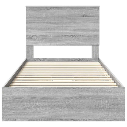Letto con Contenitore con testiera Grigio Sonoma 100 x 200 cm | homemem39