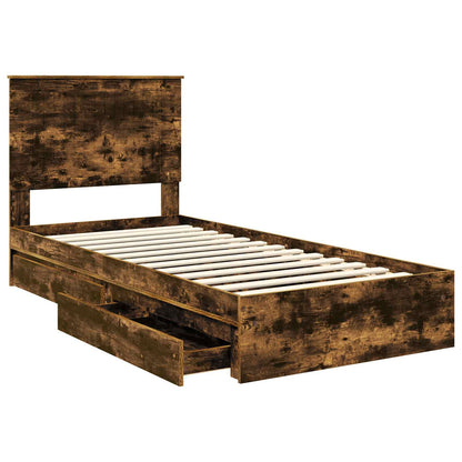 Letto con Contenitore Rovere fumé 90 x 200 cm Legno multistrato | homemem39