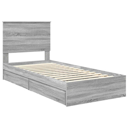 Letto con Contenitore con testiera Grigio Sonoma 90 x 200 cm | homemem39