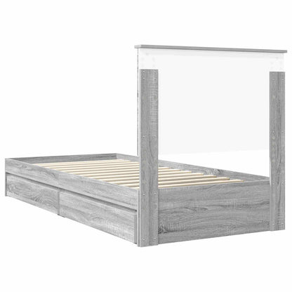 Letto con Contenitore con testiera Grigio Sonoma 90 x 200 cm | homemem39