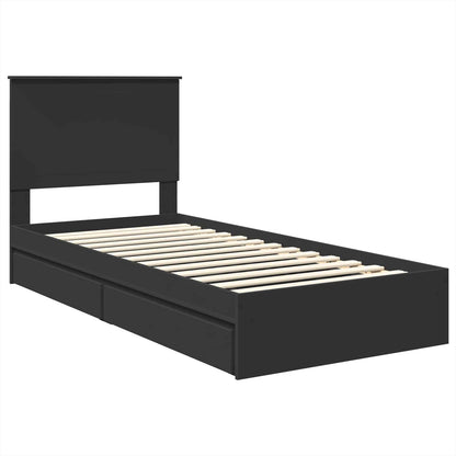 Letto con Contenitore Nero 90 x 190 cm Legno multistrato | homemem39
