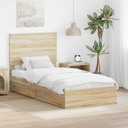Letto con Contenitore con testiera Rovere Sonoma 90 x 190 cm | homemem39