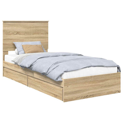 Letto con Contenitore con testiera Rovere Sonoma 90 x 190 cm | homemem39