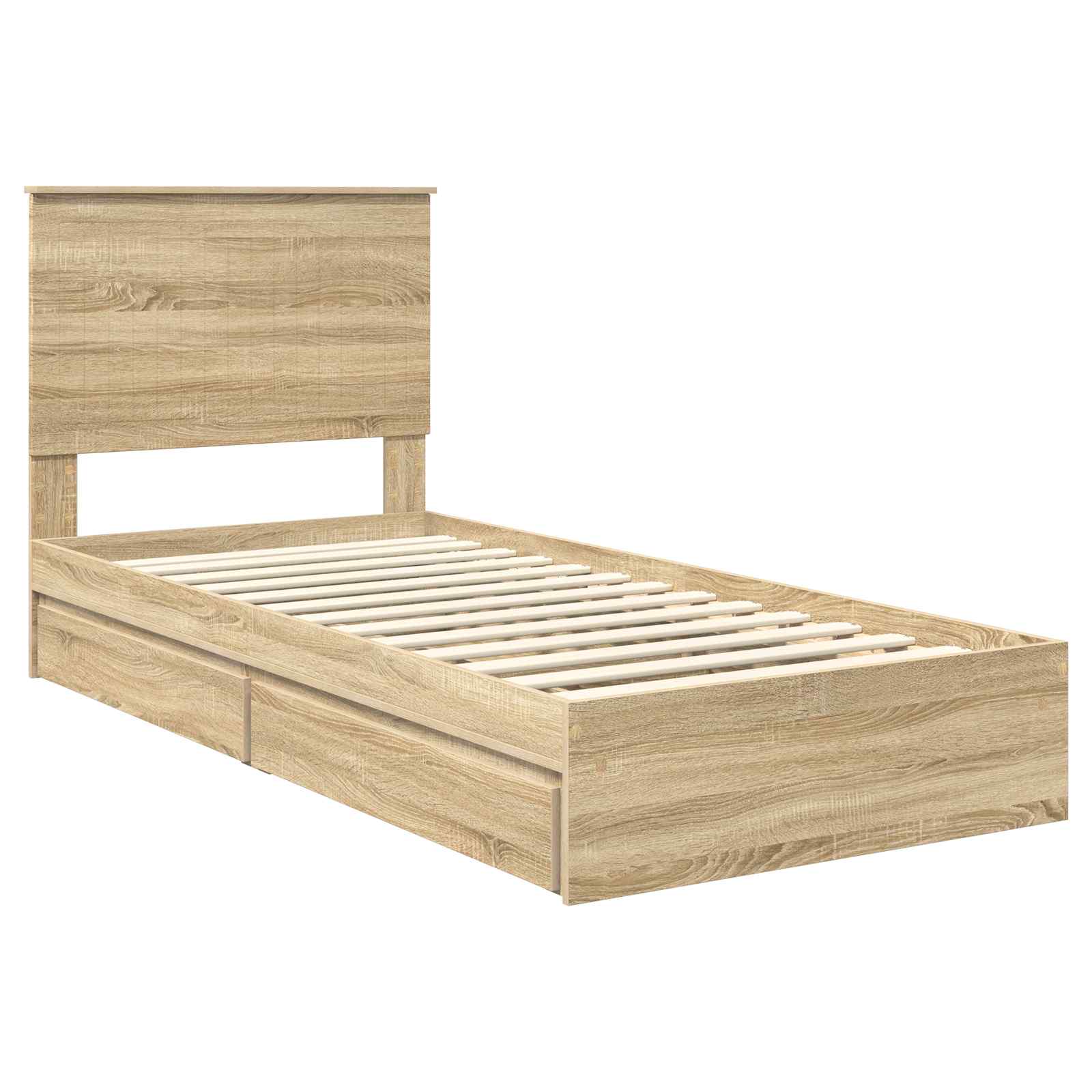 Letto con Contenitore con testiera Rovere Sonoma 90 x 190 cm | homemem39