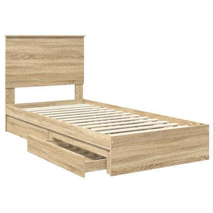 Letto con Contenitore con testiera Rovere Sonoma 90 x 190 cm | homemem39
