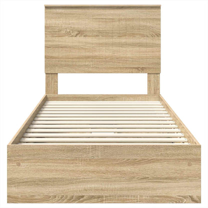 Letto con Contenitore con testiera Rovere Sonoma 90 x 190 cm | homemem39