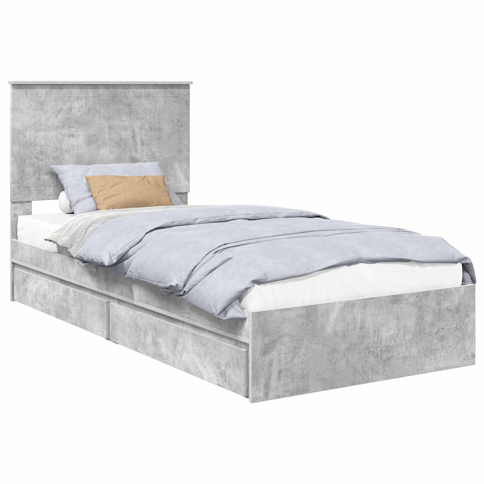 Letto con Contenitore con testiera Grigio cemento 90 x 190 cm | homemem39