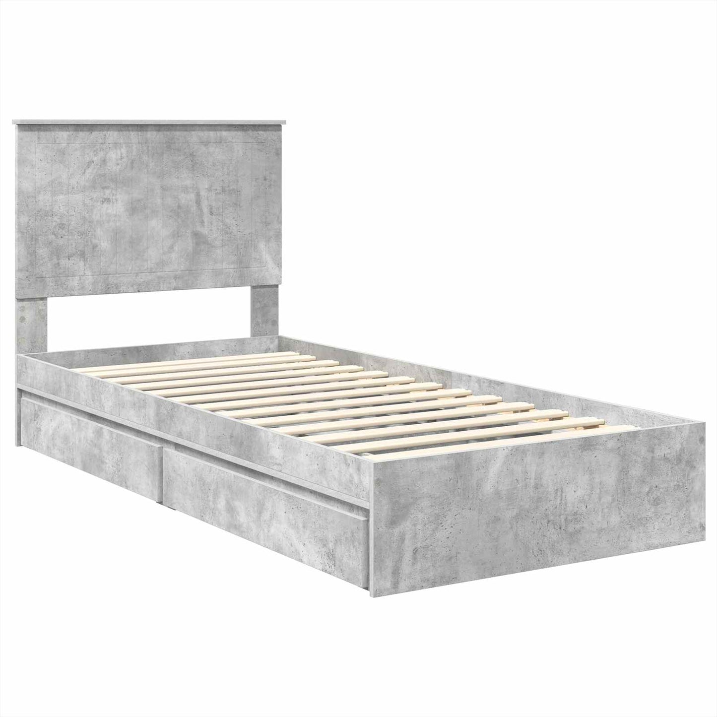Letto con Contenitore con testiera Grigio cemento 90 x 190 cm | homemem39