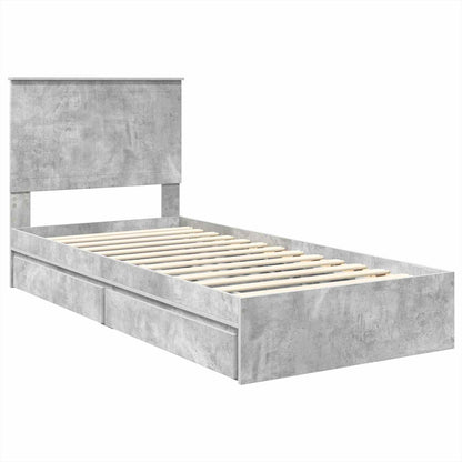 Letto con Contenitore con testiera Grigio cemento 90 x 190 cm | homemem39