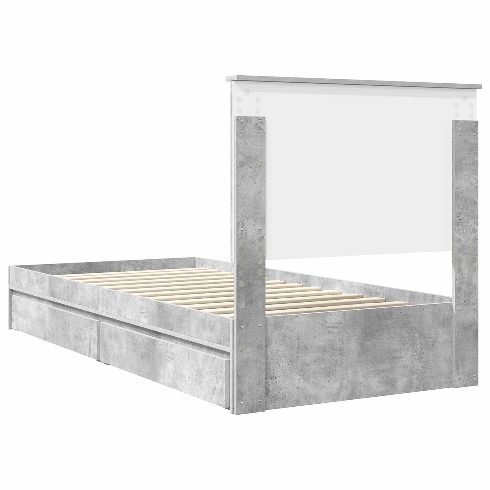 Letto con Contenitore con testiera Grigio cemento 90 x 190 cm | homemem39