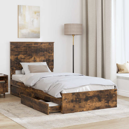 Letto con Contenitore Rovere fumé 90 x 190 cm Legno multistrato | homemem39