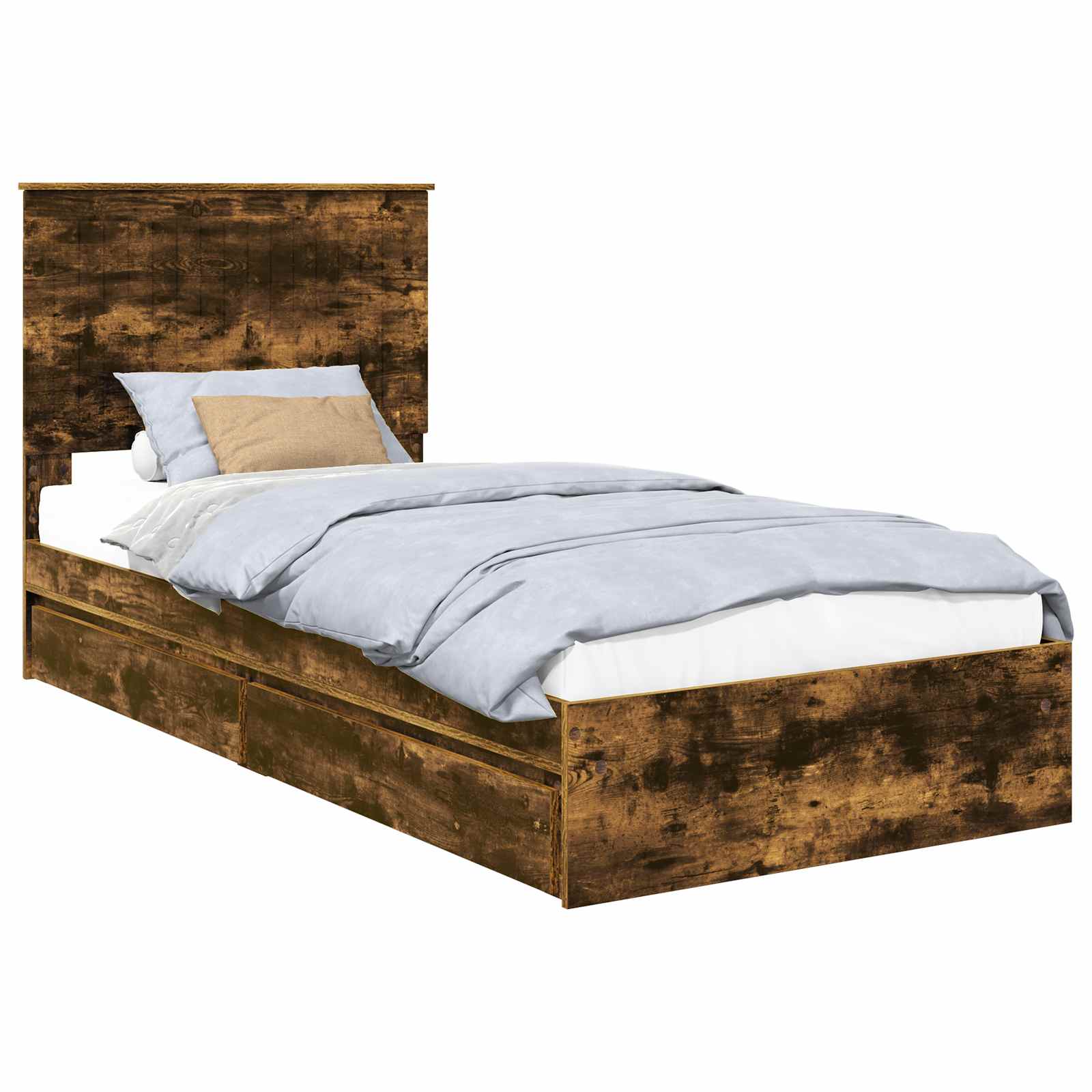 Letto con Contenitore Rovere fumé 90 x 190 cm Legno multistrato | homemem39