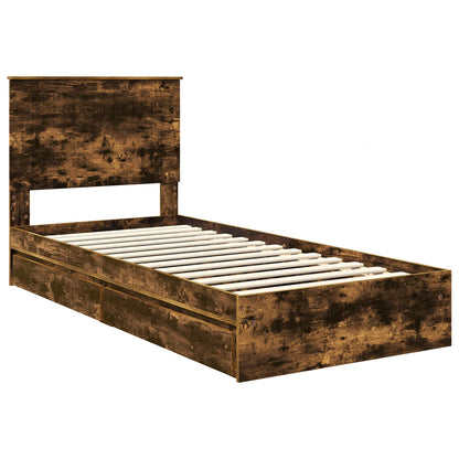 Letto con Contenitore Rovere fumé 90 x 190 cm Legno multistrato | homemem39