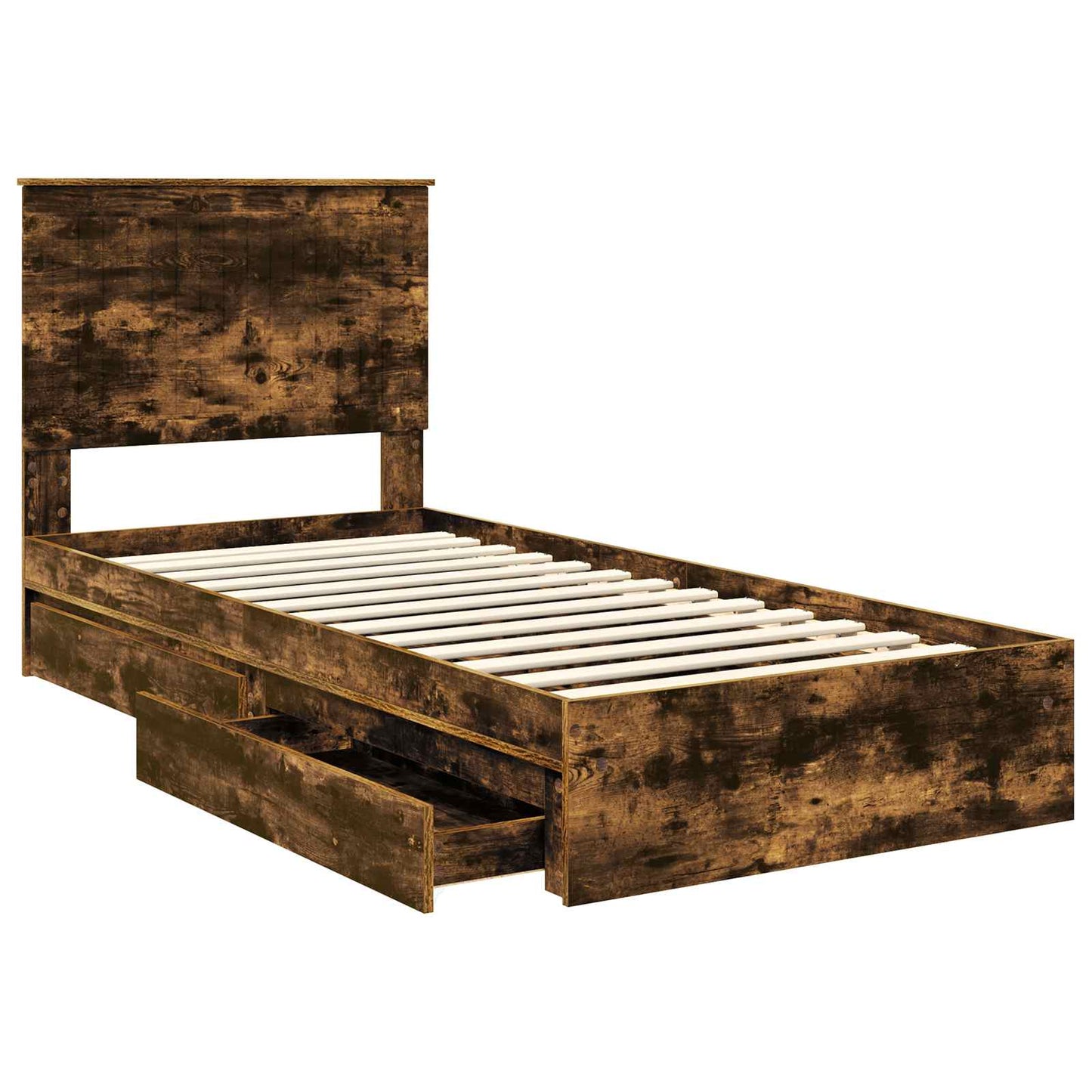 Letto con Contenitore Rovere fumé 90 x 190 cm Legno multistrato | homemem39