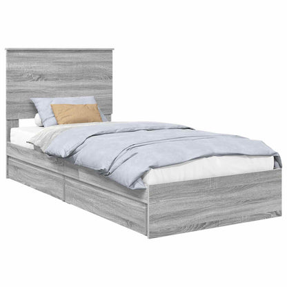 Letto con Contenitore con testiera Grigio Sonoma 90 x 190 cm | homemem39