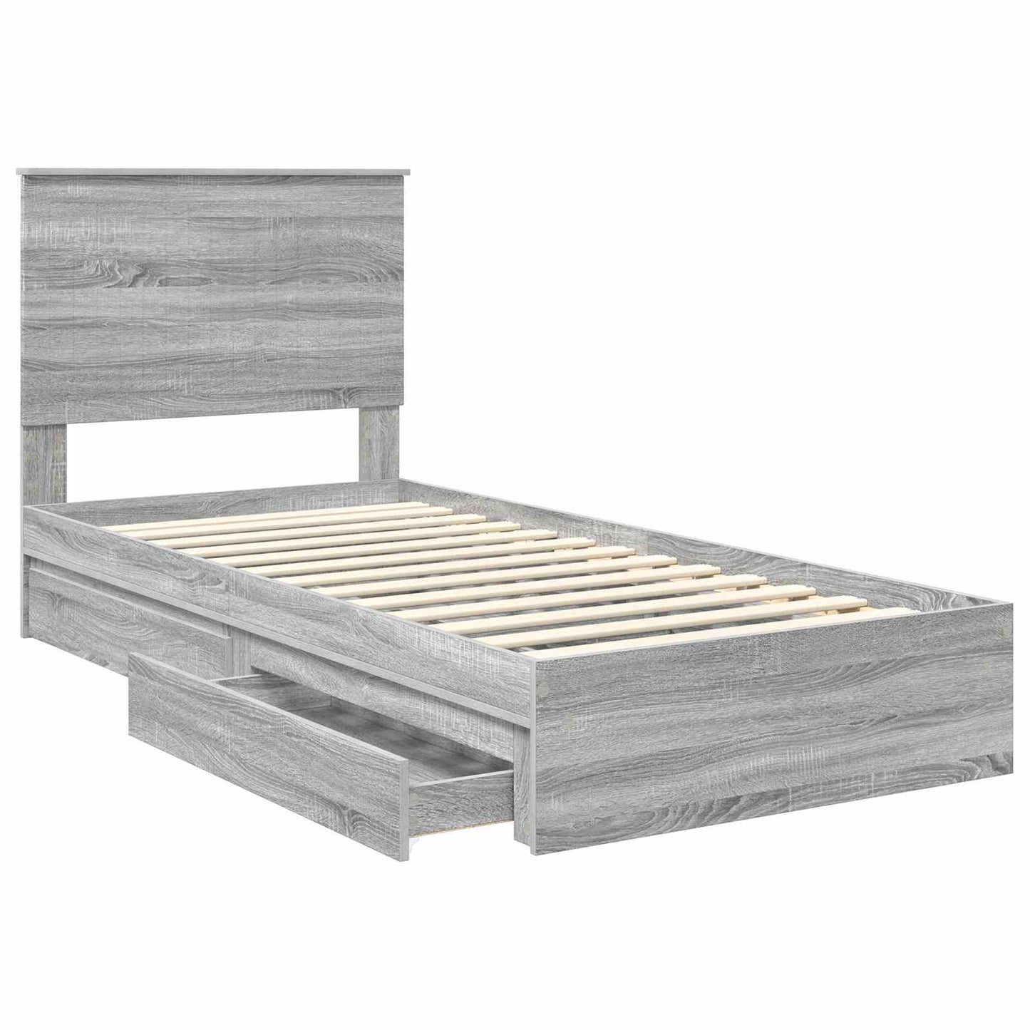Letto con Contenitore con testiera Grigio Sonoma 90 x 190 cm | homemem39