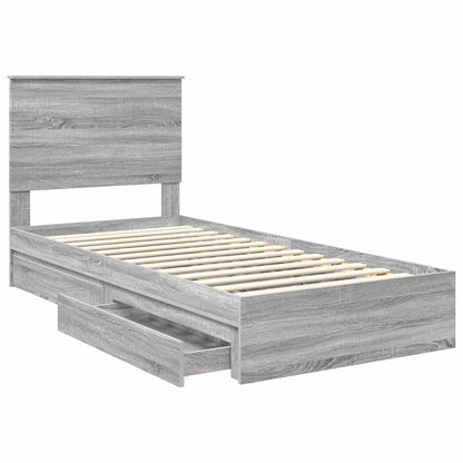 Letto con Contenitore con testiera Grigio Sonoma 90 x 190 cm | homemem39
