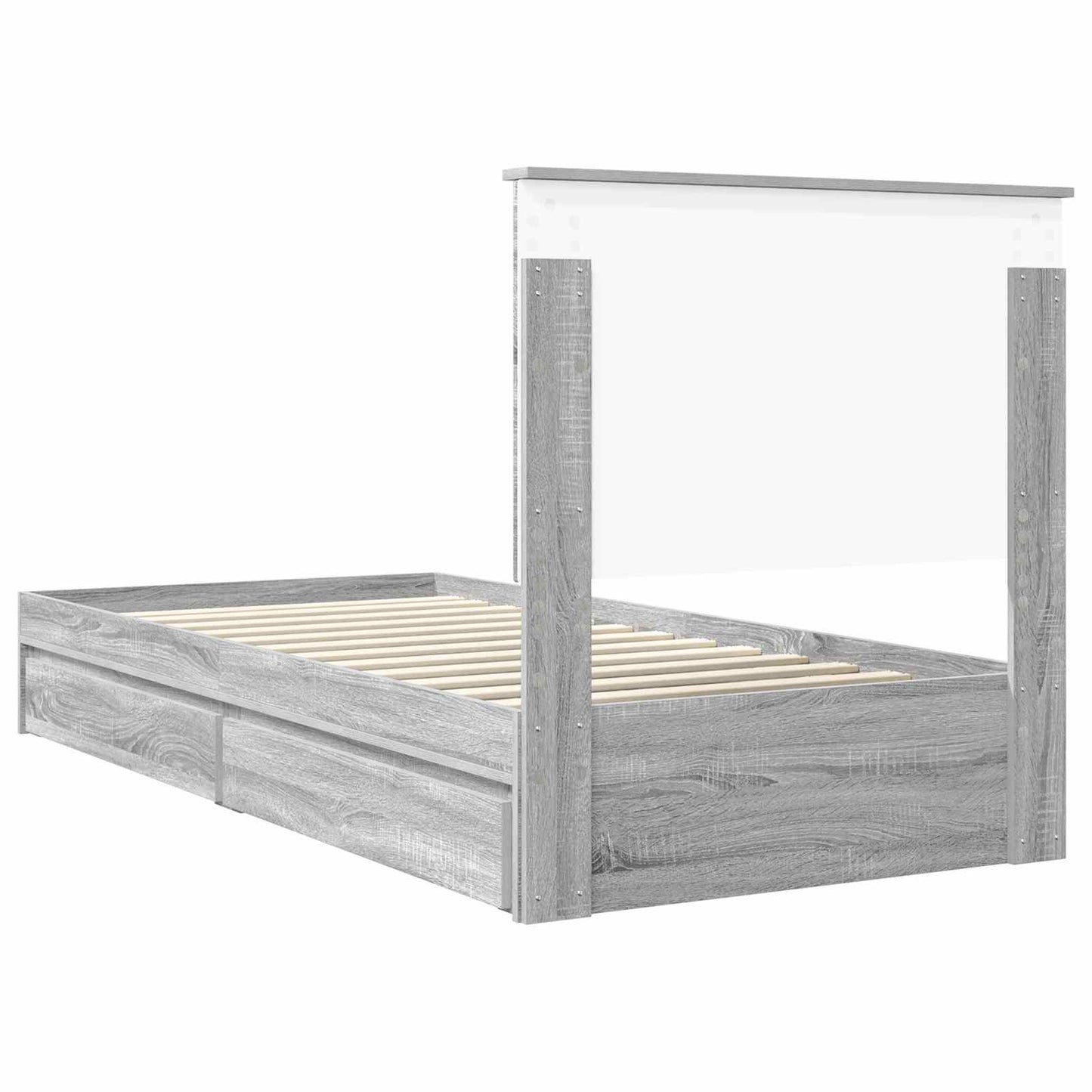 Letto con Contenitore con testiera Grigio Sonoma 90 x 190 cm | homemem39
