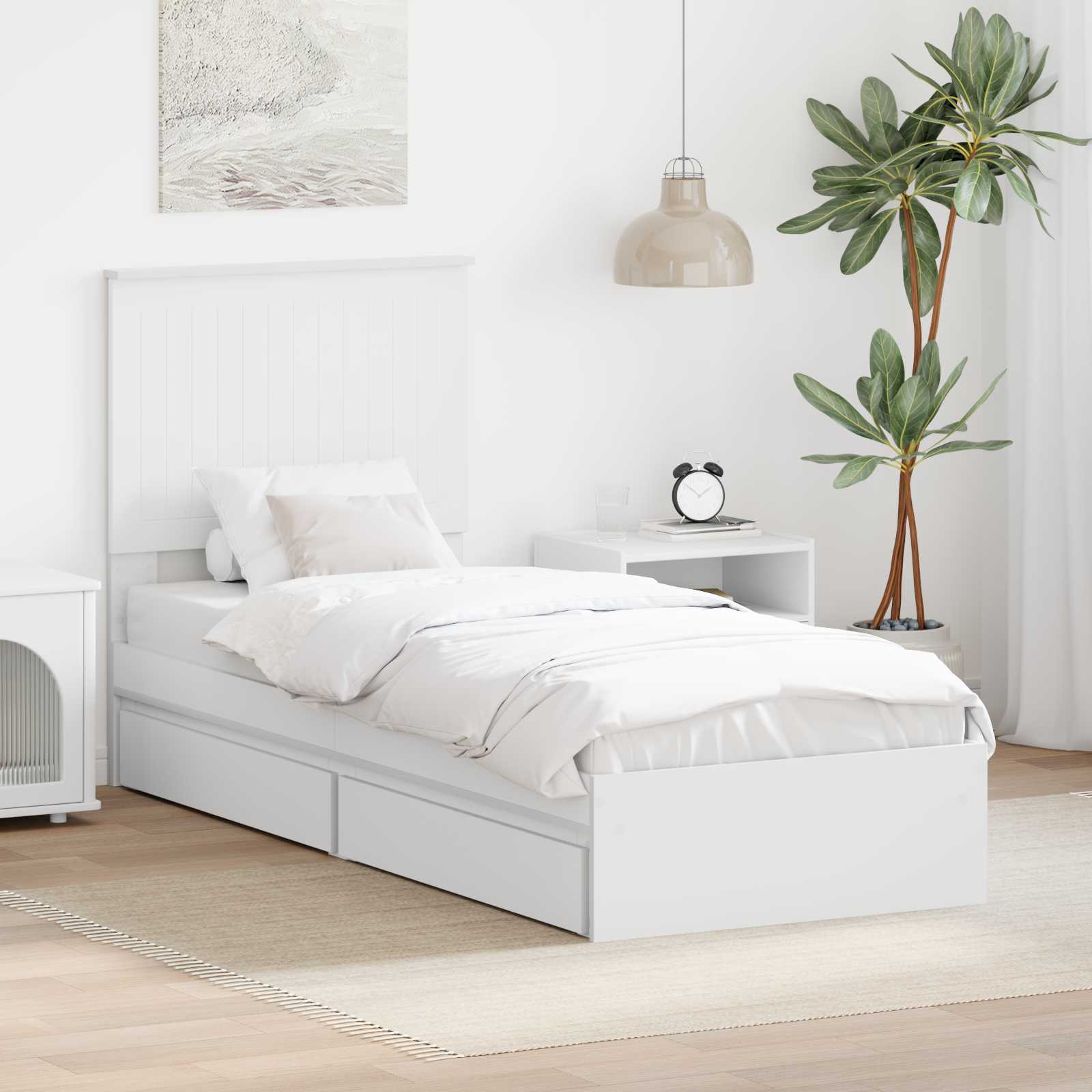Letto con Contenitore Bianco 75 x 190 cm Legno multistrato | homemem39