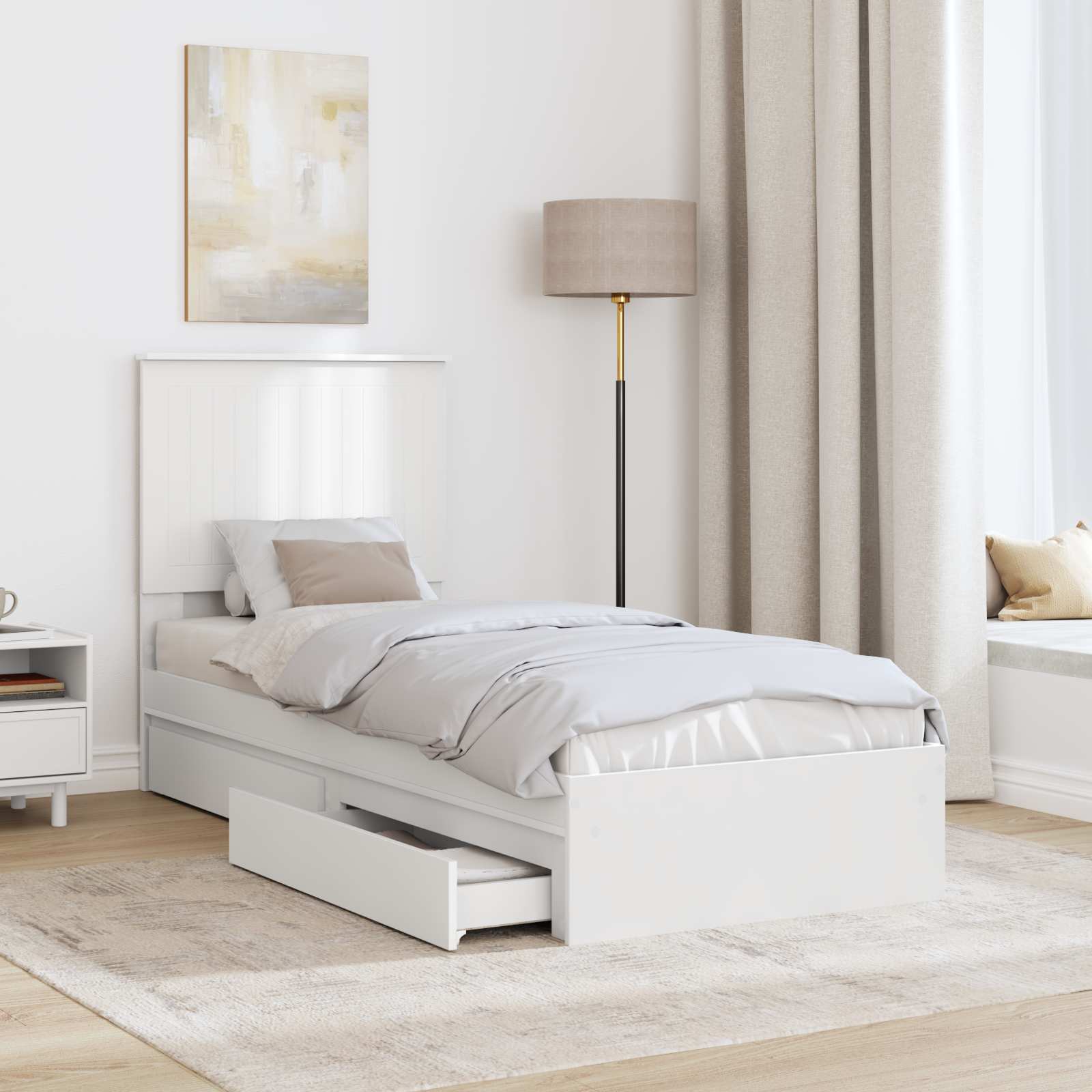 Letto con Contenitore Bianco 75 x 190 cm Legno multistrato | homemem39