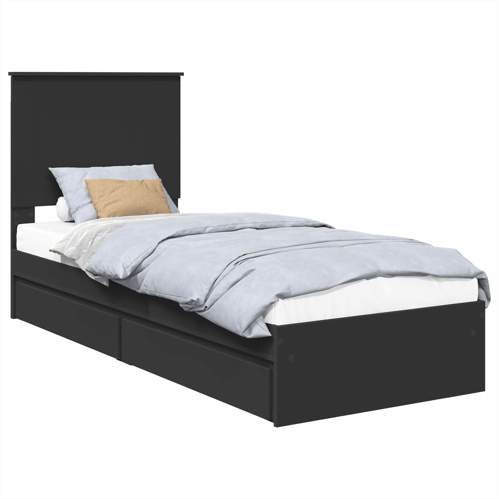 Letto con Contenitore Nero 75 x 190 cm Legno multistrato | homemem39