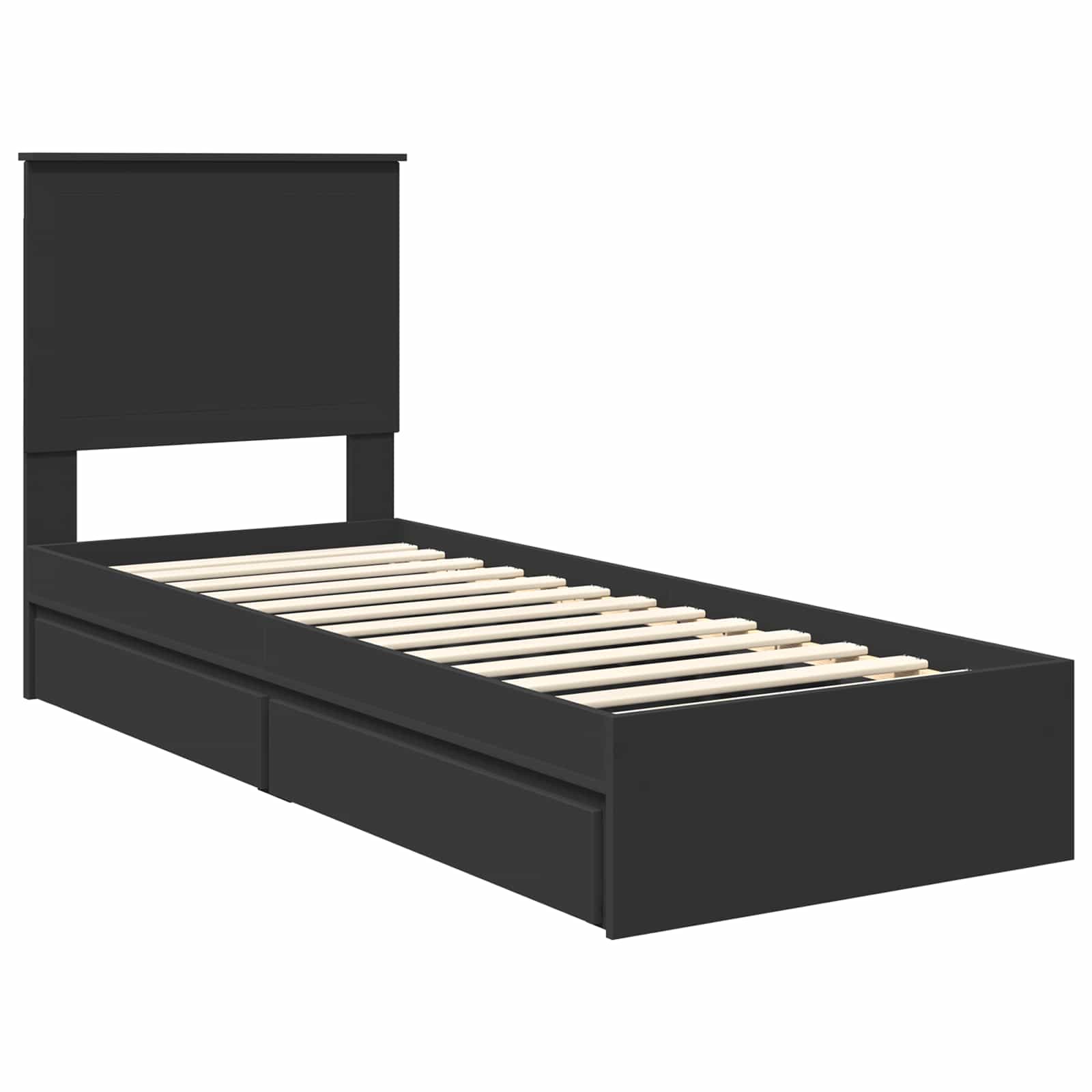 Letto con Contenitore Nero 75 x 190 cm Legno multistrato | homemem39