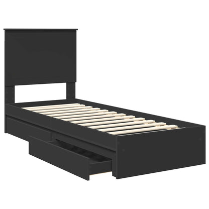 Letto con Contenitore Nero 75 x 190 cm Legno multistrato | homemem39