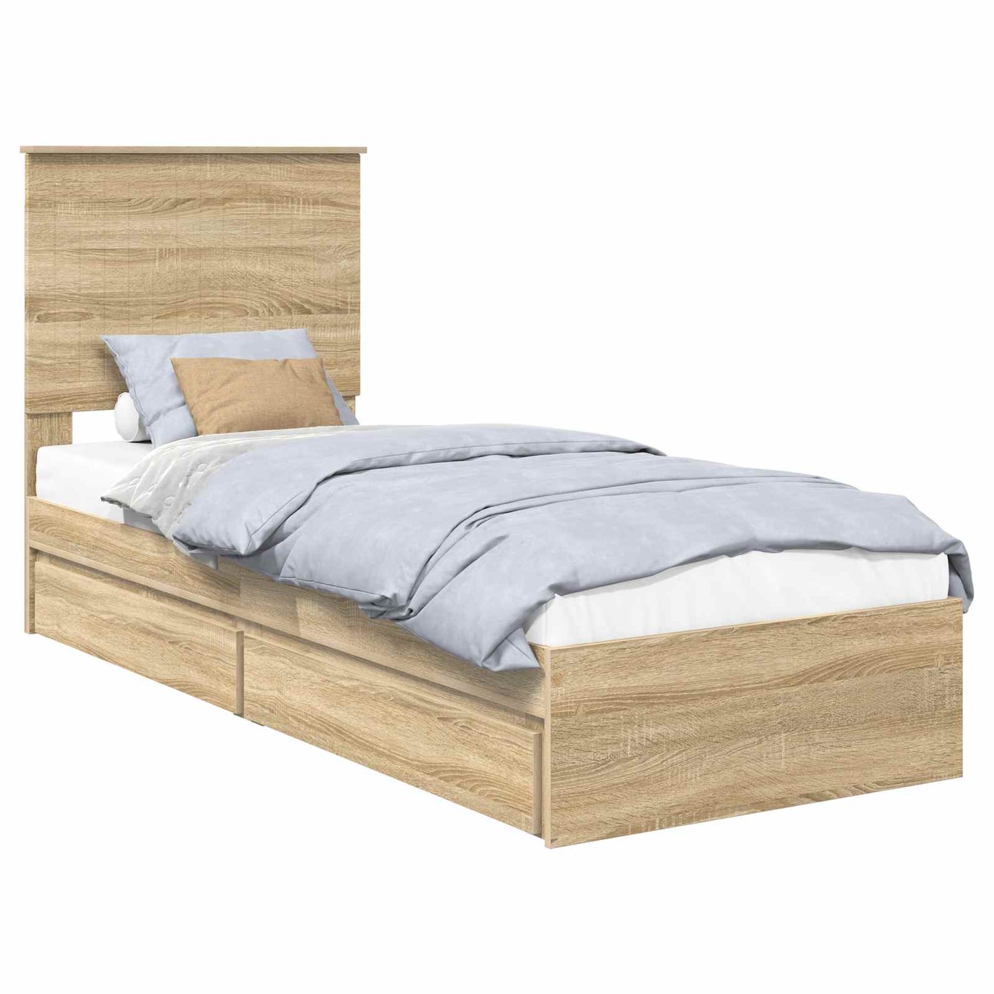 Letto con Contenitore con testiera Rovere Sonoma 75 x 190 cm