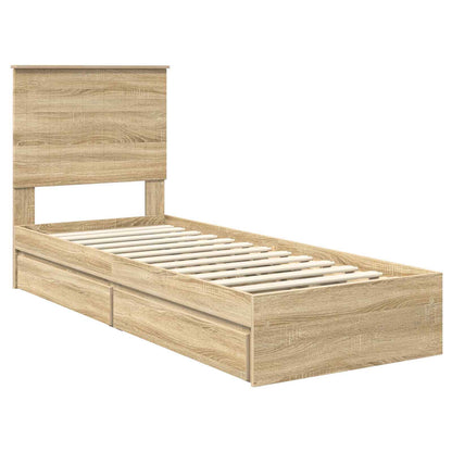 Letto con Contenitore con testiera Rovere Sonoma 75 x 190 cm | homemem39