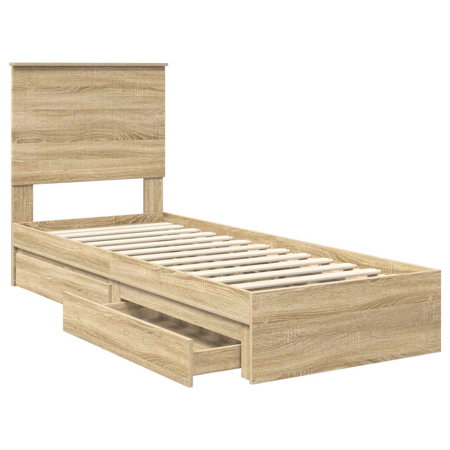 Letto con Contenitore con testiera Rovere Sonoma 75 x 190 cm | homemem39