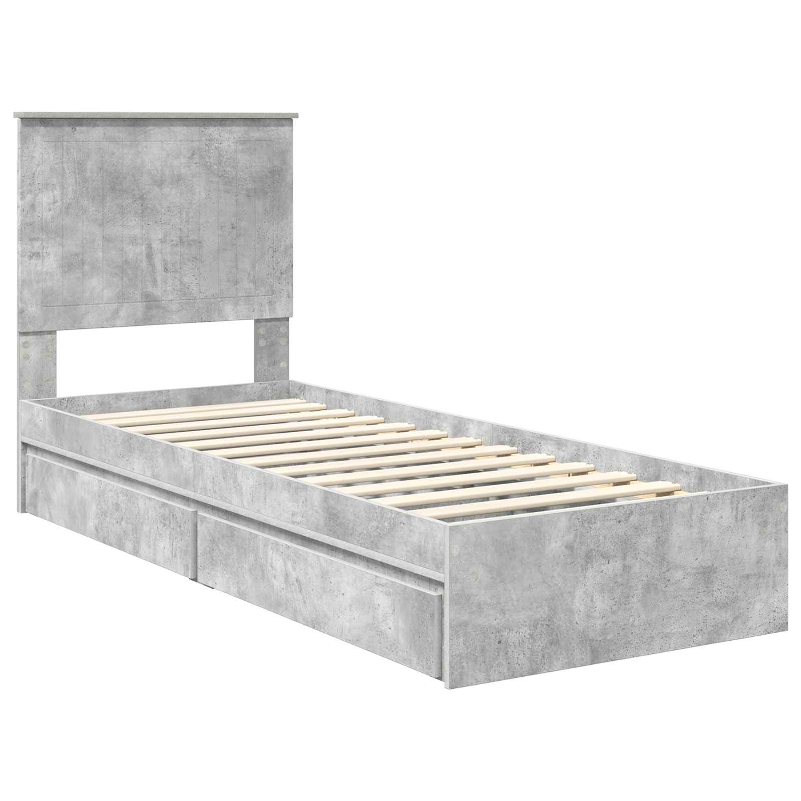Letto con Contenitore con testiera Grigio cemento 75 x 190 cm | homemem39