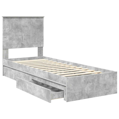 Letto con Contenitore con testiera Grigio cemento 75 x 190 cm | homemem39
