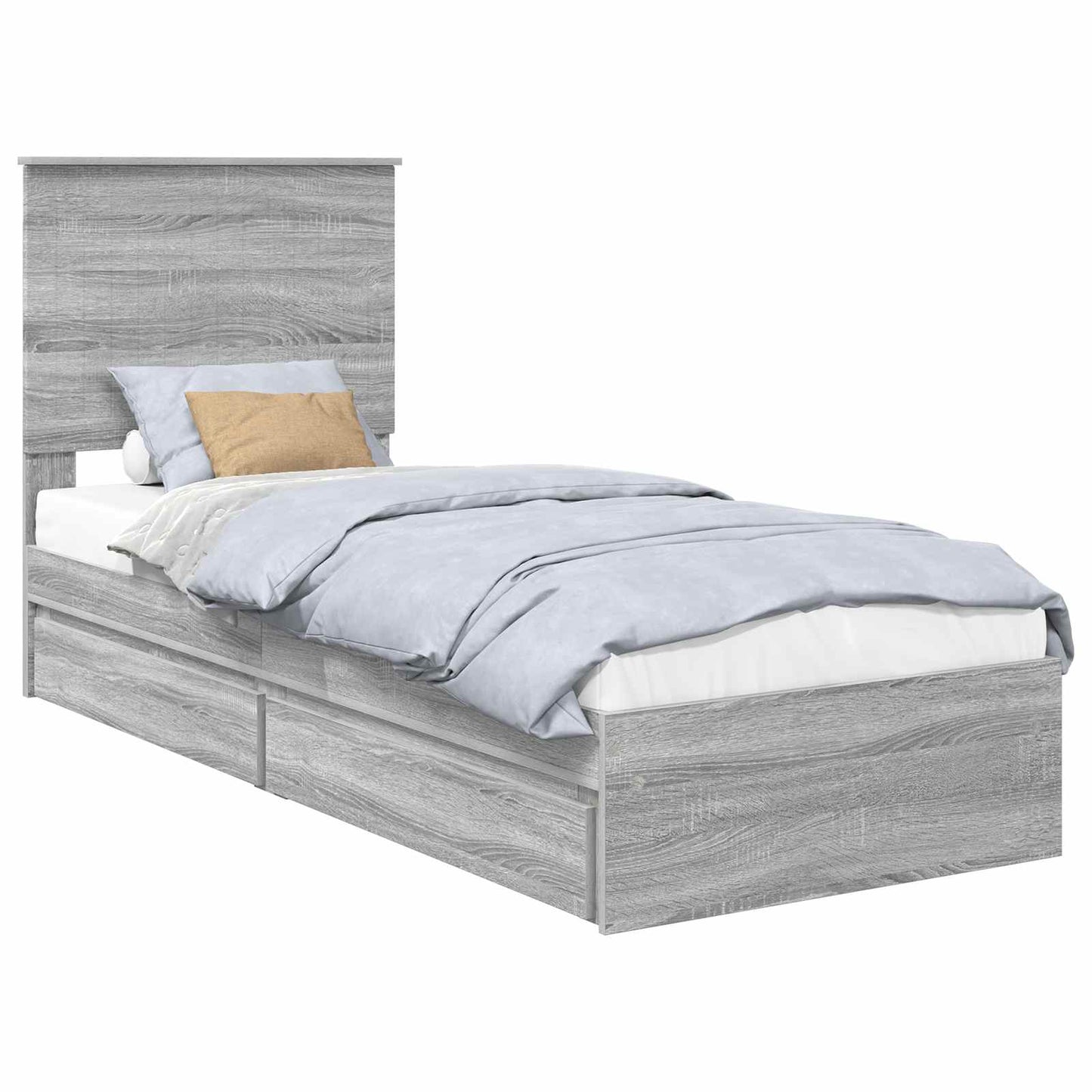Letto con Contenitore con testiera Grigio Sonoma 75 x 190 cm | homemem39