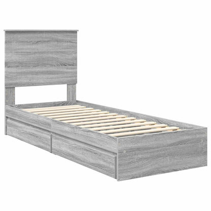 Letto con Contenitore con testiera Grigio Sonoma 75 x 190 cm | homemem39