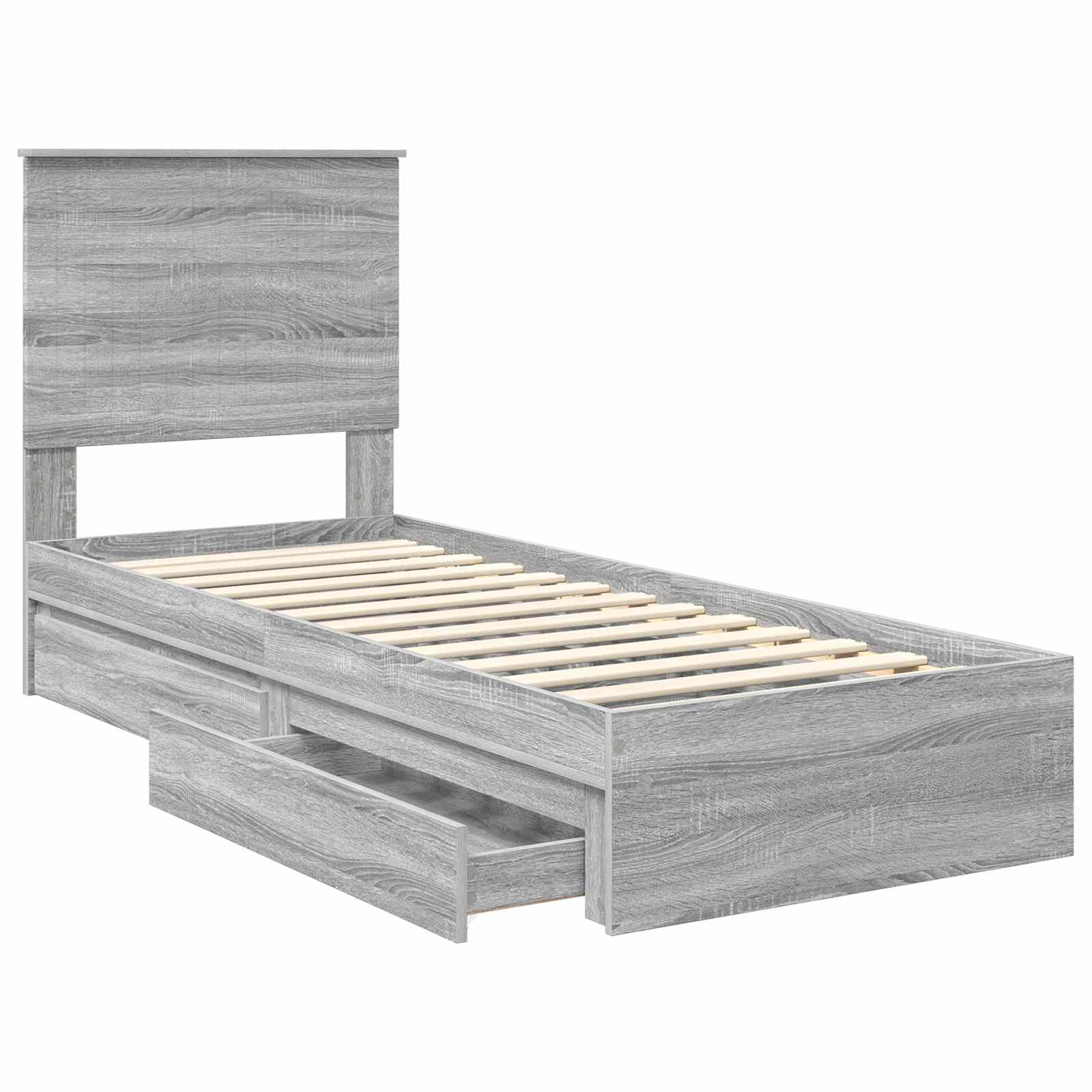Letto con Contenitore con testiera Grigio Sonoma 75 x 190 cm | homemem39