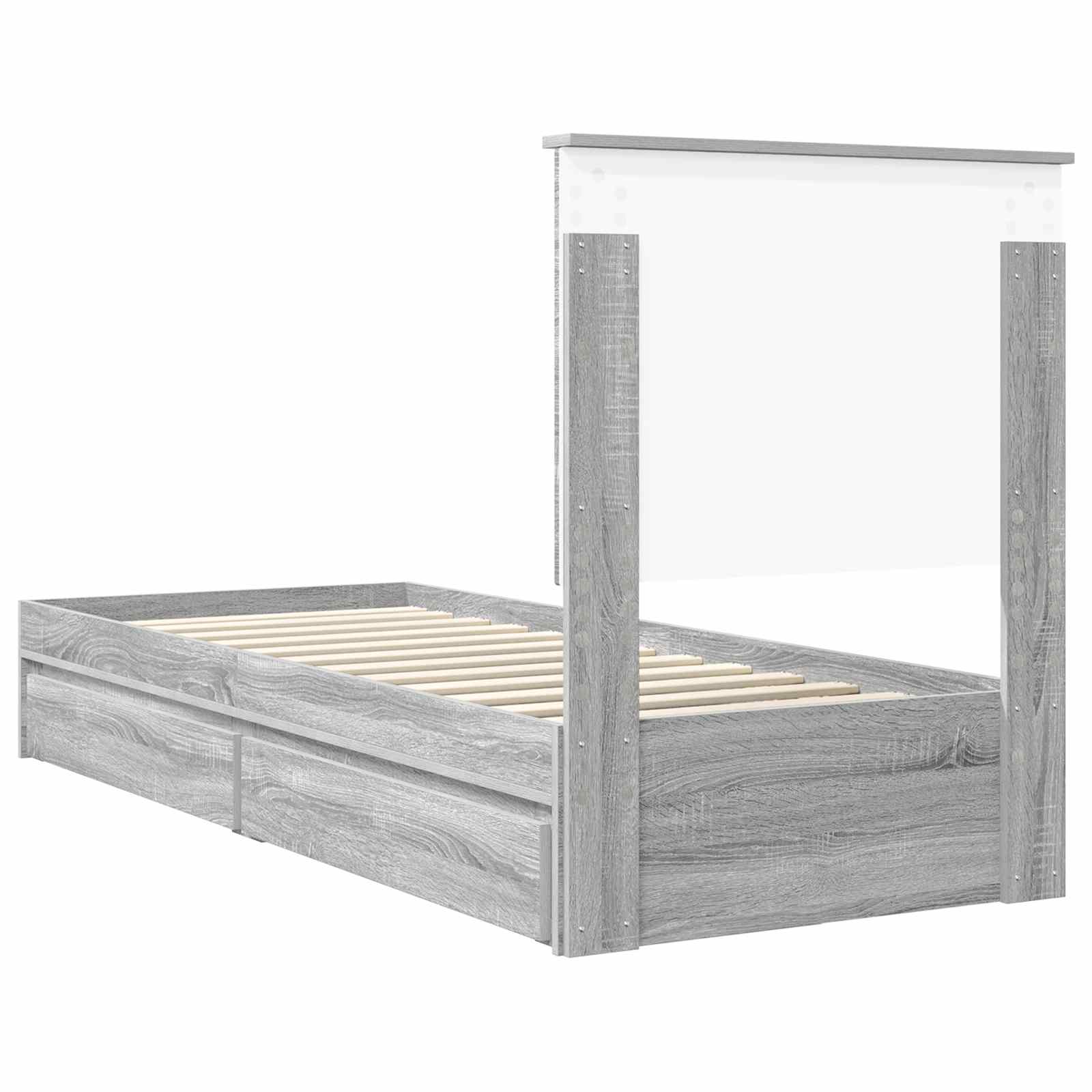 Letto con Contenitore con testiera Grigio Sonoma 75 x 190 cm | homemem39