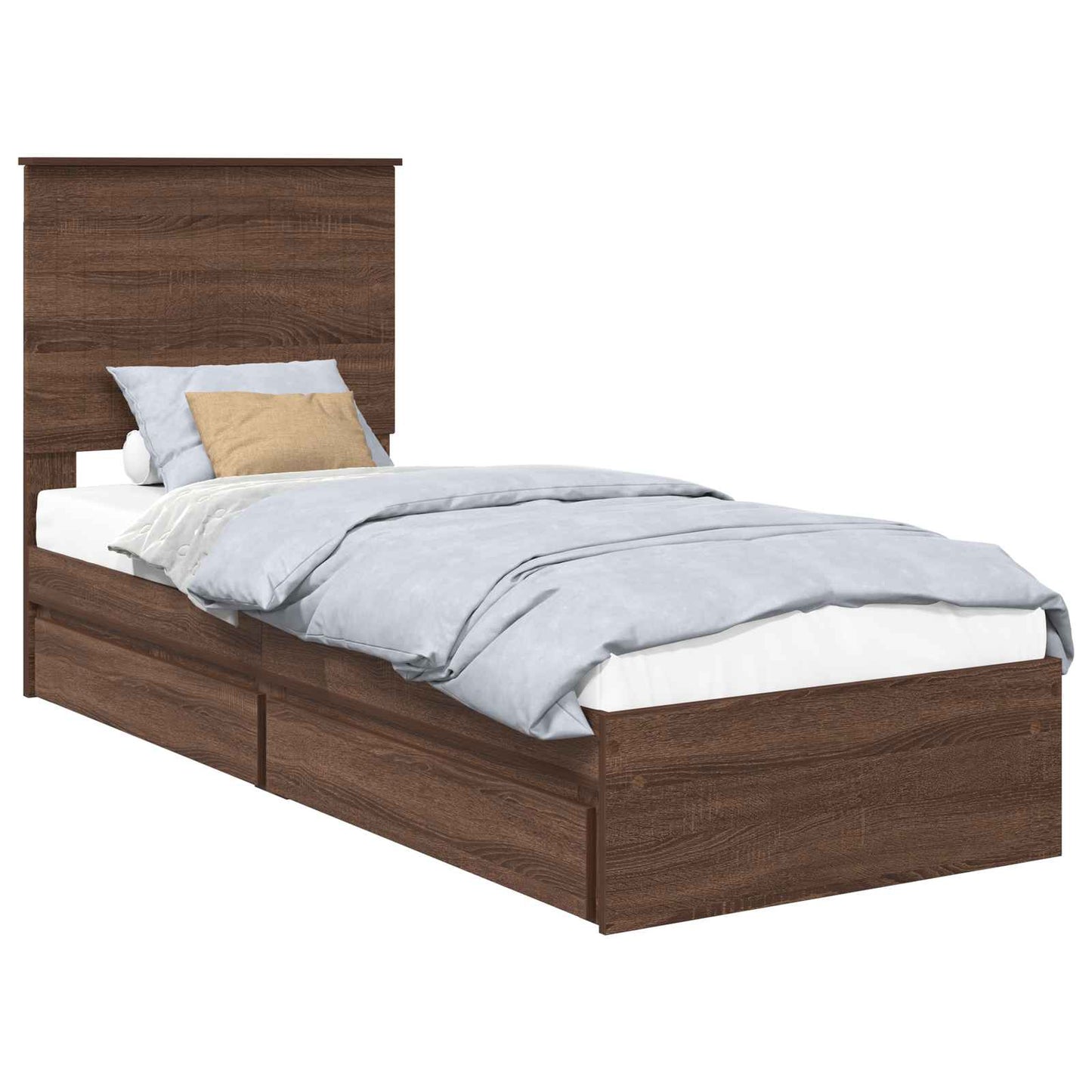 Letto con Contenitore con testiera Rovere Marrone 75 x 190 cm | homemem39