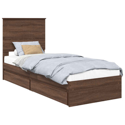 Letto con Contenitore con testiera Rovere Marrone 75 x 190 cm | homemem39