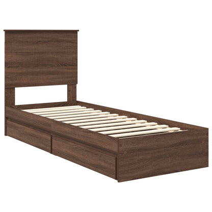 Letto con Contenitore con testiera Rovere Marrone 75 x 190 cm | homemem39