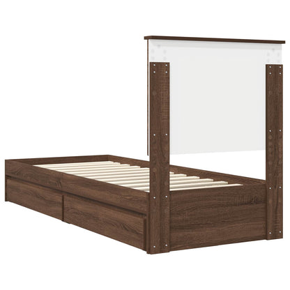Letto con Contenitore con testiera Rovere Marrone 75 x 190 cm | homemem39