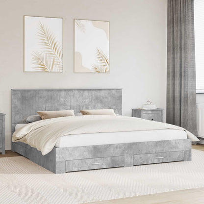 Struttura del letto con testiera Grigio cemento 200 x 200 cm | homemem39