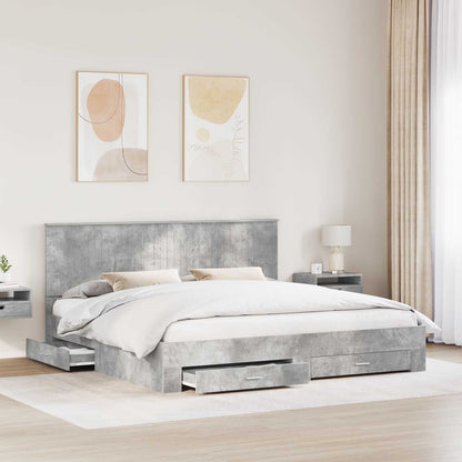 Struttura del letto con testiera Grigio cemento 200 x 200 cm | homemem39