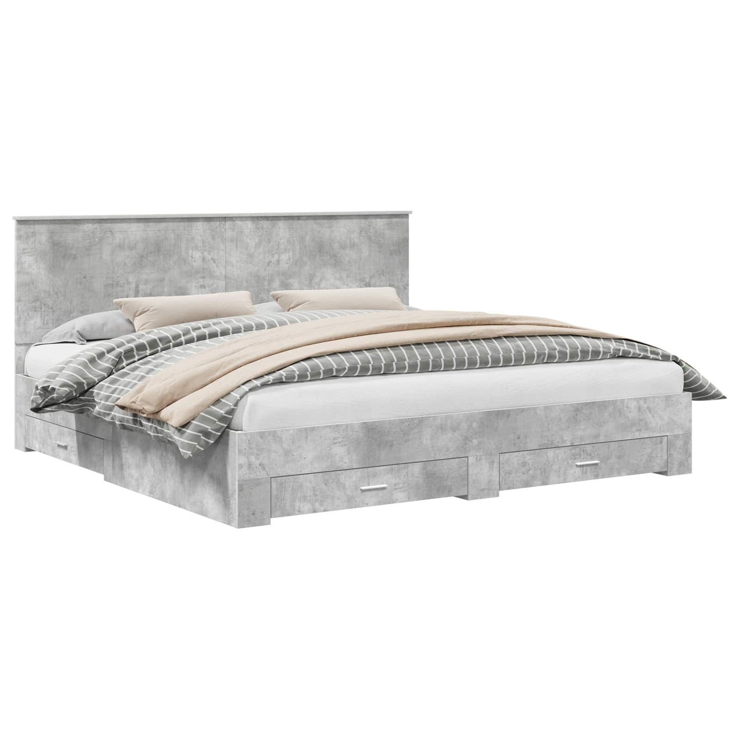 Struttura del letto con testiera Grigio cemento 200 x 200 cm | homemem39