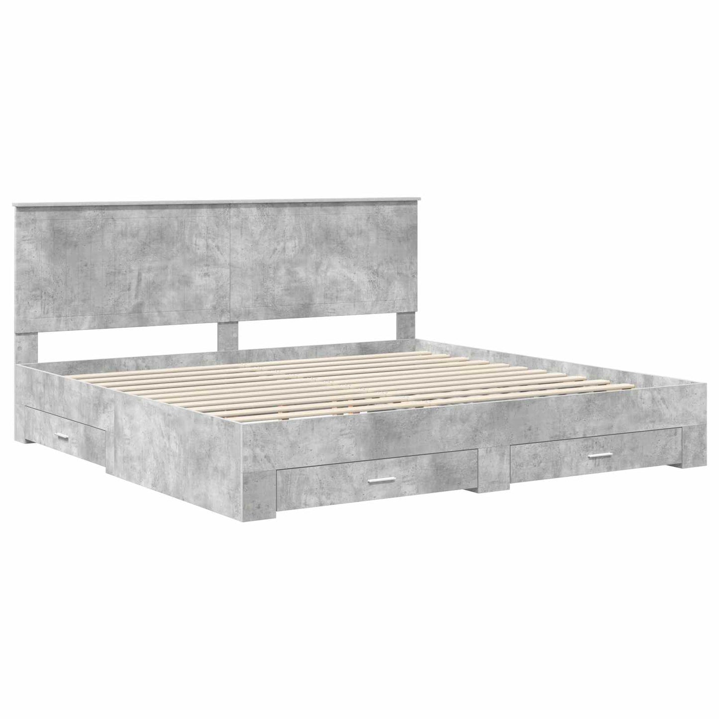 Struttura del letto con testiera Grigio cemento 200 x 200 cm | homemem39