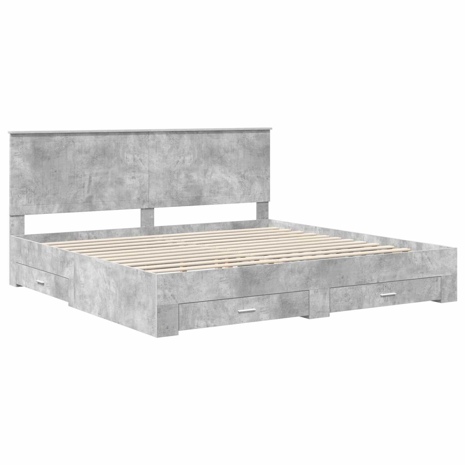 Struttura del letto con testiera Grigio cemento 200 x 200 cm | homemem39